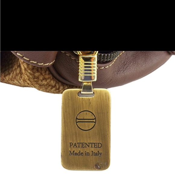 BORBONESE Redwall Brown Tan Suede Leather Double Top Handle Bag - Picture 5 of 8